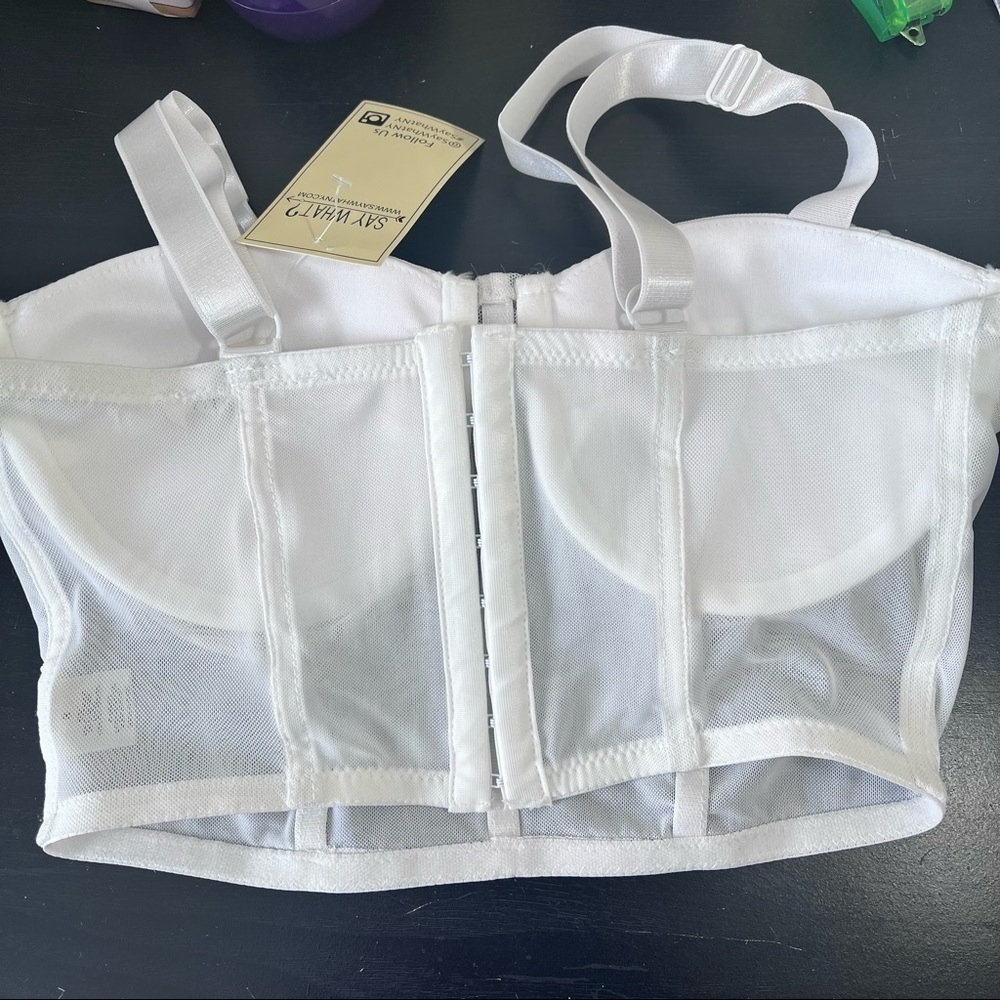 Say What White Mesh Pearl Crop Bralette Size Small New With Tags - Picture 6 of 10